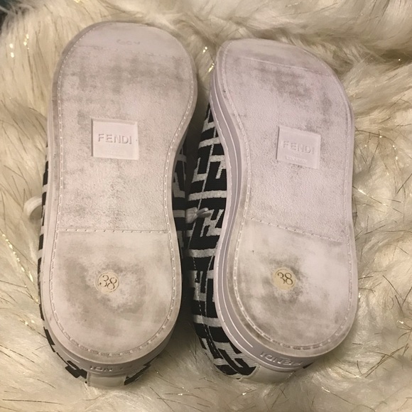 FENDI Sneakers Roma Black/White FF Tech Fabric lace-up🇮🇹 - Picture 10 of 11